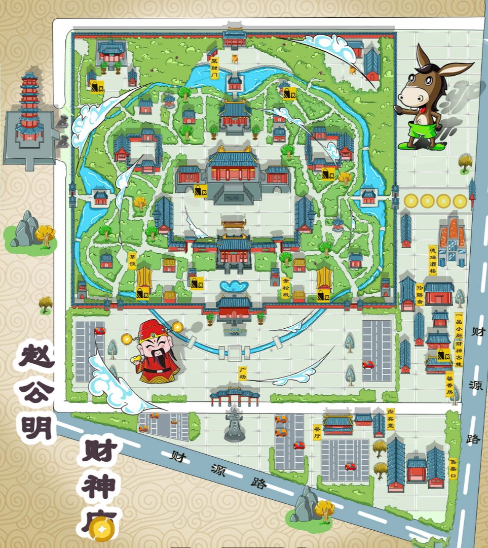 西昌镇寺庙类手绘地图